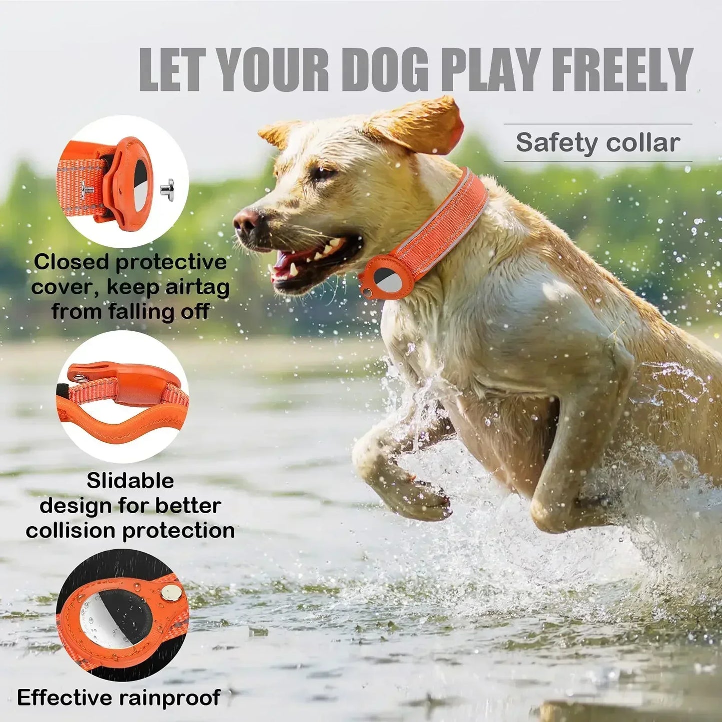 Collar with Waterproof AirTag Case